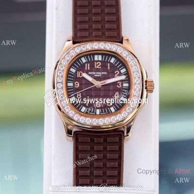 Best Replica Patek Philippe Aquanaut Lady Watches Diamond Bezel Chocolate Dial