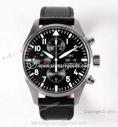 ZF Factory V2 IWC Pilots Replica Watch Swiss 7750 Black Leather Strap