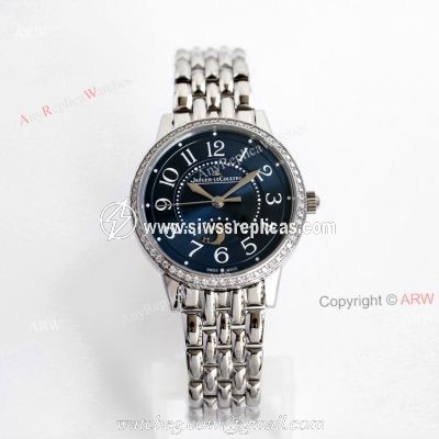 (GF) Swiss knckoff Jaeger Lecoultre Rendez-Vous Moon Blue Dial Watch with Diamonds