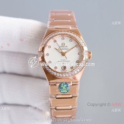 Swiss Copy Omega Constellation 8700 Automatic Watch 29mm Rose Gold Diamond