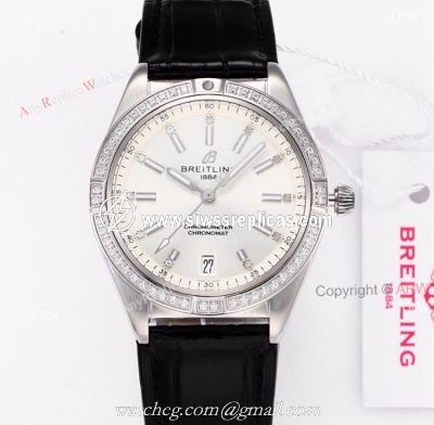 Replica White Dial Breitling Womens Watch With Diamonds For Women