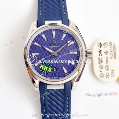New Omega Aqua Terra 150m Blue Dial With Blue Rubber Band Swiss Replica Watch 41