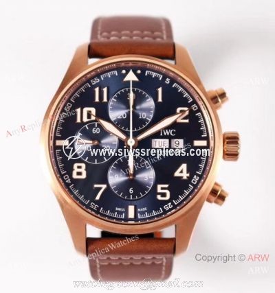 ZF Factory V2 IWC Pilots Chronograph IWC3777 Rose Gold Case Bucherer Blue Dial