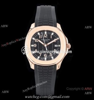 Swiss Quality Copy Patek Philippe Aquanaut Rose Gold Black Dial Citizen 8215 Watch