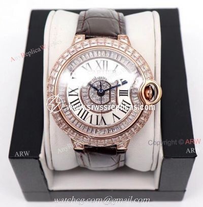 Best Replica 42mm Cartier Ballon Bleu Rose Gold Watch With Diamonds