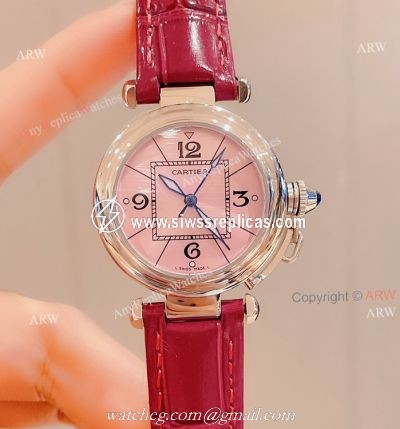 New Cartier Pasha WomenS Watch 35mm Pink Face High End Replica