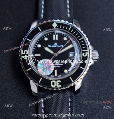 JH Blancpain Fifty Fathoms Swiss Watch Black Dial Black Bezel