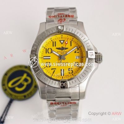 (GF) Swiss Breitling Avenger Automatic 45 Seawolf Men Watch Yellow Dial Asia2824 Movement