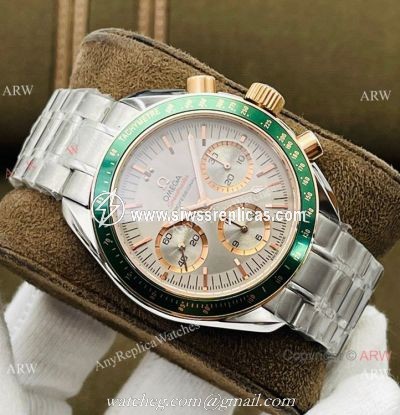 2021 New! Swiss Omega Speedmaster 7750 Watch Green Bezel Stainless Steel