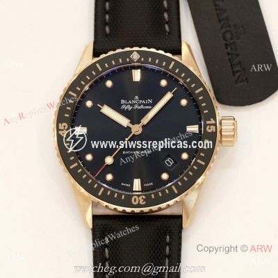 Swiss Grade Replica Blancpain Fifty Fathoms Bathyscaphe GF Factory Cal.1315 Rose Gold Watch