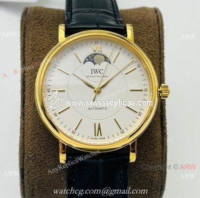 Swiss Replica IWC Portofino Moon watch IWS Factory Cal.35800 Yellow Gold Case 40mm