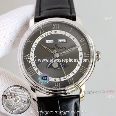 New Blancpain 6654 Blancpain Villeret Moonphase Stainless Steel Replica Watch For Men