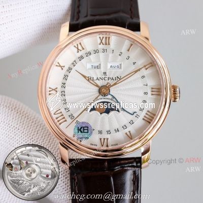New Blancpain Villeret Moon Phase Watch 6654 Rose Gold Replica Watch V2 New Upgraded