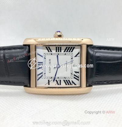 Clone Cartier Tank Automatic Rose Gold White Dial Watch Men