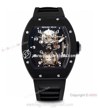 Super Clone Richard Mille RM001 Real Tourbillon JB Factory Black PVD Watch