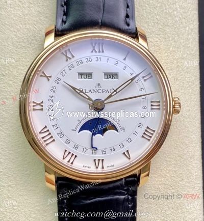 TW Factory Blancpain Villeret Cal.6654 Rose Gold Watch with Moon phase