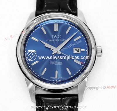 New IWC Ingenieur IW323310 Laureus Automatic Blue Face Black Leather Strap Watch Replica