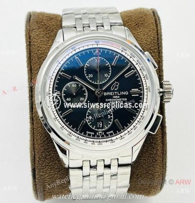 G8 Factory Breitling Premier B01 Chronograph 42 Watch A7750 Black Face 316L Steel