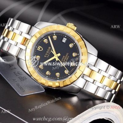 Copy TUDOR Glamour Watch Two Tone Black Watches Automatic