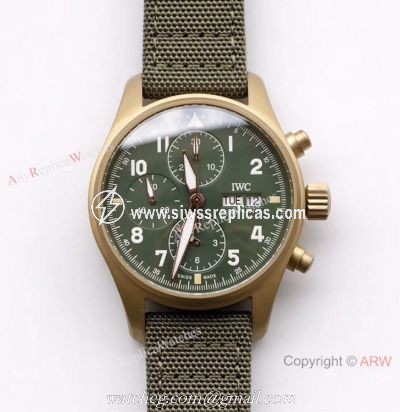 ZF Factory IWC Pilots 7750 Chronograph Spitfire Bronze  Military Green Watch