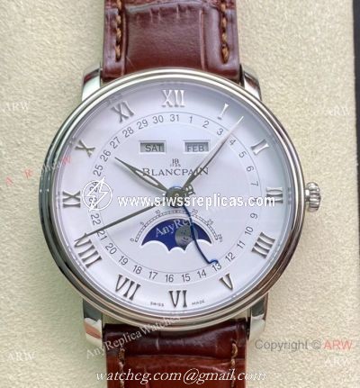 TW Factory Blancpain Villeret Cal.6654 White Face Watch with Moon phase