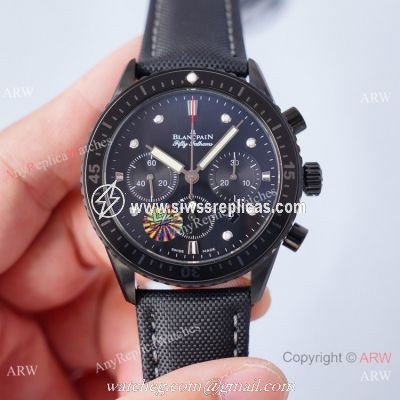 2021 Swiss Copy Blancpain Fifty Fathoms Bathyscaphe Chronographe Flyback Watch All Black