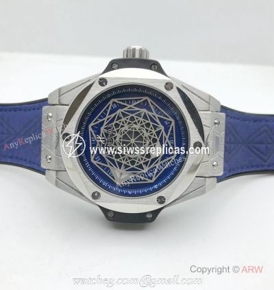 Replica Hublot Big Bang Sang Bleu Watch Automaitc Blue Gummy Strap