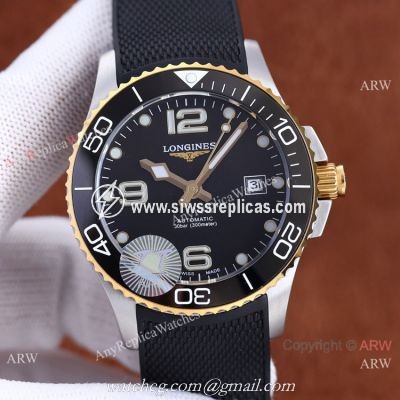 Swiss Quality Longines Hydroconquest Citizen8215 2-Tone Ceramic Bezel Black Dial Watch 41