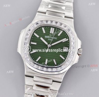 3k Factory Patek Philippe Nautilus 5711 Green Face Diamond Bezel Super Clone Watch 40mm
