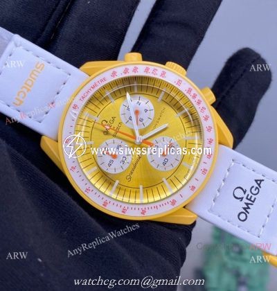 2022 New! Replica Swatch x Omega Mission to SUN Watch Bioceramic lemon case