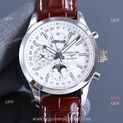 Replica Longines Master Collection Moonphase Brown Leather Strap 40MM Watch