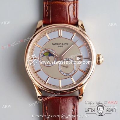 Swiss Grade 1 Patek Philippe AAA Watch Rose Gold Moonphase Men Size