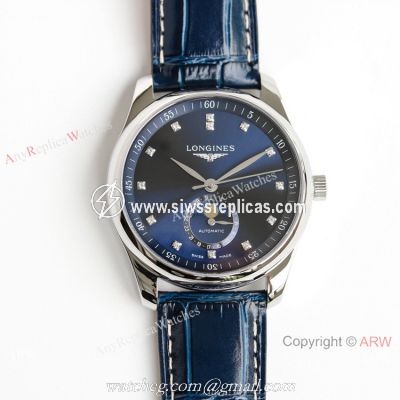 (GF) Swiss Copy Longines Master Bucherer Blue Moonphase dial Watch Leather Strap 40mm