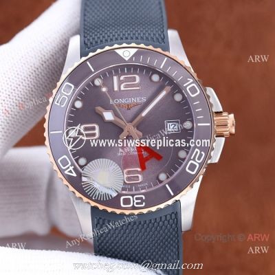 Best Replica Longines Hydroconquest Two Tone Rose Gold Purple Ceramic Watch 41mm