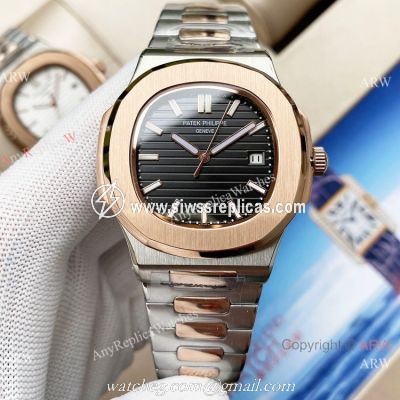 Swiss Quality Patek Philippe Nautilus 8215 Automatic Two Tone Rose Gold Black Dial