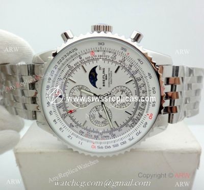 Replica Breitling Navitimer Watch White Moonphase Dial Stainless Steel Watch