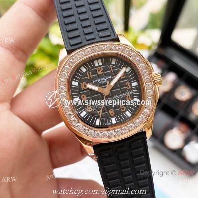 Replica Patek Philippe Lady-Aquanaut Watch Diamond Bezel Rose Gold