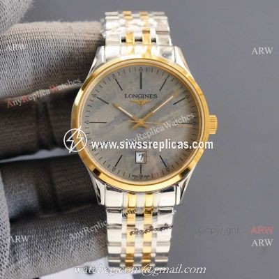 Replica Longines Elegant 2-Tone Steel Strap Rose Gold Bezel 8215 Movement Watch