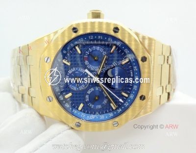 Audemars Piguet Royal Oak Perpetual Calendar Replica Watch Blue Dial Yellow Gold