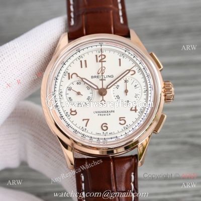 Swiss Copy Breitling Premier B09 Chronograph Rose Gold Face Watch 40mm