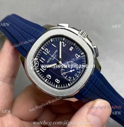 Grade AAA Copy Patek Philippe Aquanaut Chronograph 5968g Watch Blue Rubber Strap