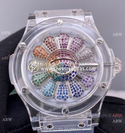 2022 New! Swiss Hublot Takashi Murakami Sapphire Rainbow Watch 45mm
