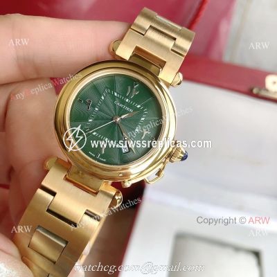 2022 New Copy Cartier Pasha Middle East Limited Edition All Gold Olive Green Dial Watch