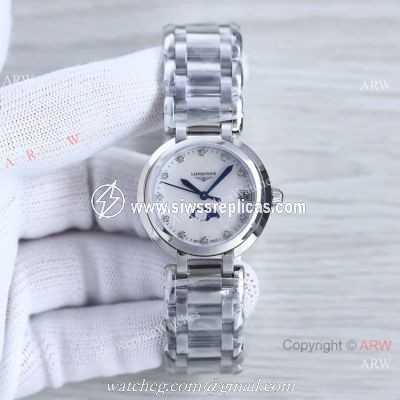 Swiss Quartz Longines PrimaLuna Moon Watch White Mop Face AAA Replica