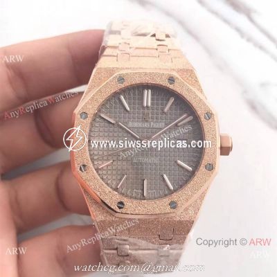 JF Factory Replica Audemars Piguet Frosted Rose Gold Gray Face 41mm Watch