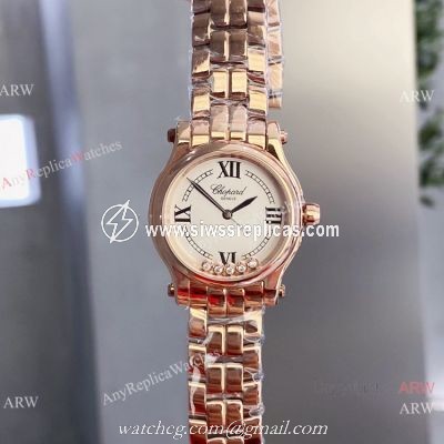 Copy Chopard Happy Sport 30mm Lady Watch Rose Gold White Dial