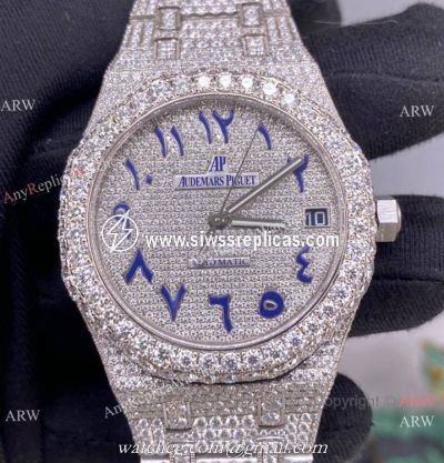 Iced Out Audemars Piguet Royal Oak Swiss Replica Watch Middle East Arabic Face