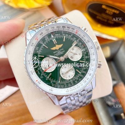 NEW! Swiss 7750 Breitling Navitimer Watch Green Dial Stainless steel 43mm