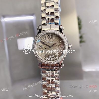 Knockoff Chopard Happy Sport quartz Watch Rhodium Grey Stainless Steel