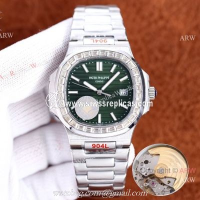 Swiss Quality Patek Philippe Nautilus Olive Green Dial Diamond Watch 8215 Citizen